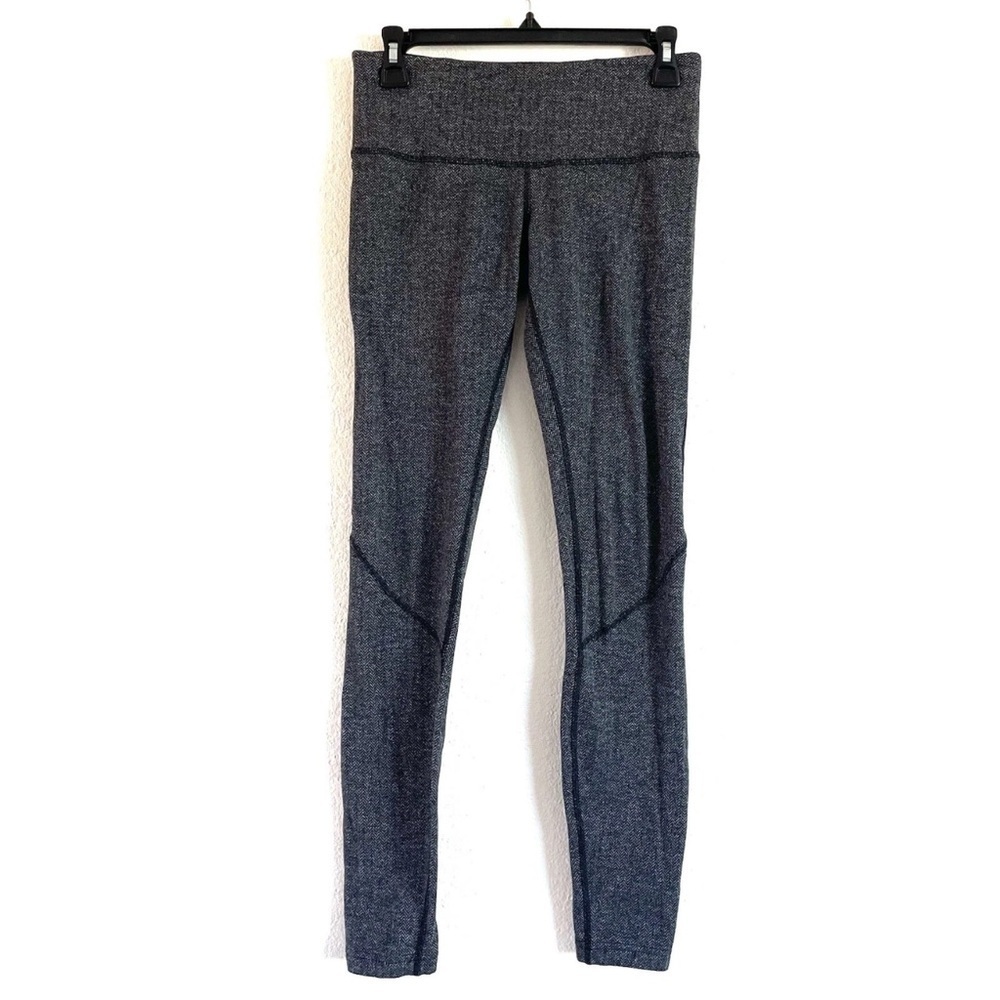 Lululemon Size 4 Women's Runder Under Pant Herringbone Black Leggings Grey6